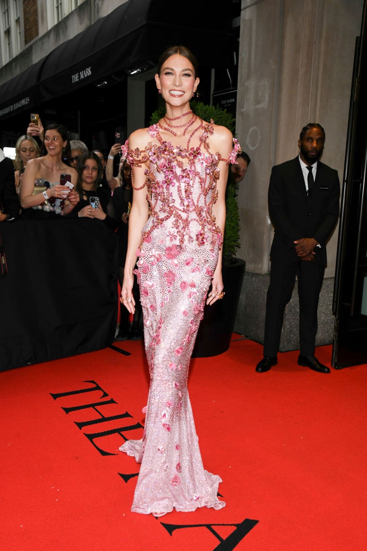 Karlie Kloss in Pink Bejeweled Gown at the 2024 Met Gala in New York ...